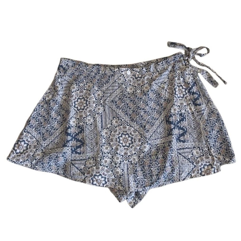 PPLA Clothing Women's Bohemian Tula Woven Skort in Blue Multi Color Size Large
